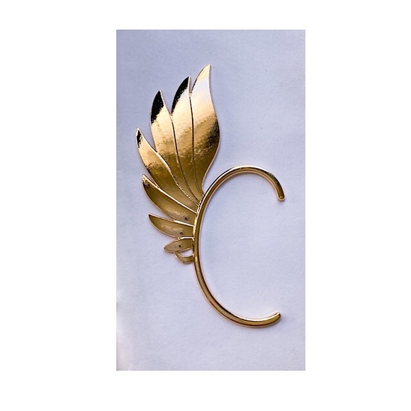 Women Unisex Single Left Ear Cuff Earring 1 Piece Feathered Metal Gold Tone NWOT - Picture 1 of 5